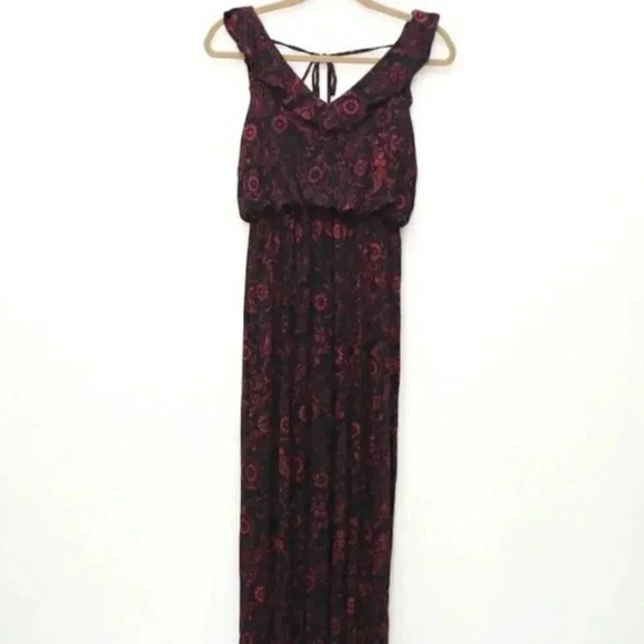 2/$30 Loft Size Medium Dress Maxi Ruffled Tassel Flowy Floral - Picture 2 of 11